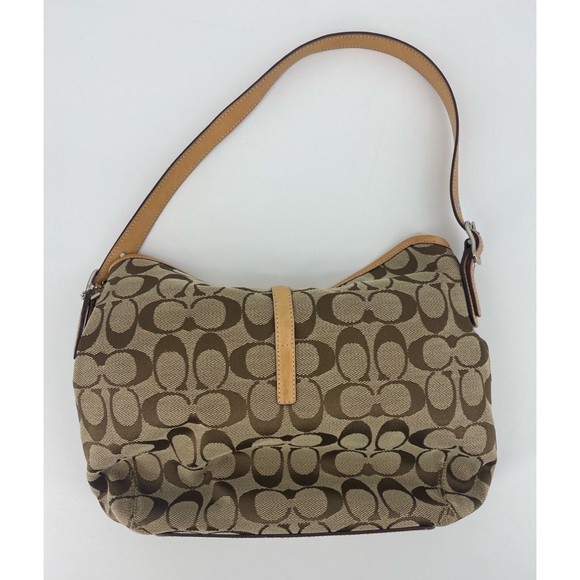 Coach Hampton Signature Tan Khaki 6091 Shoulder Handbag Purse - Picture 3 of 11
